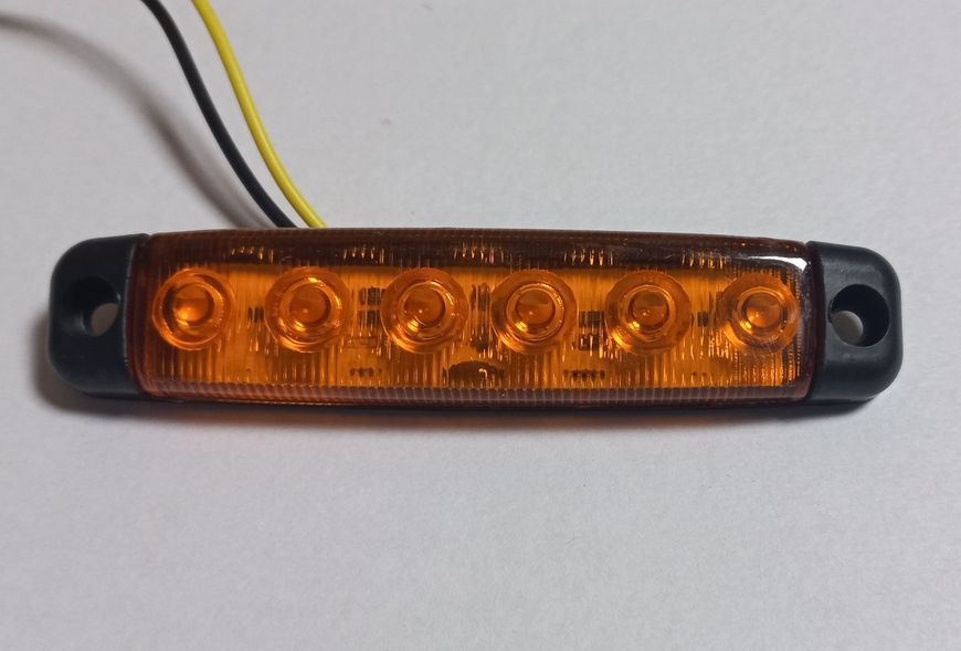 Фонарь габаритный 12/24 маркерный оранжевый 95х20мм 6 LED на рамке (AutoLight) 397916 фото