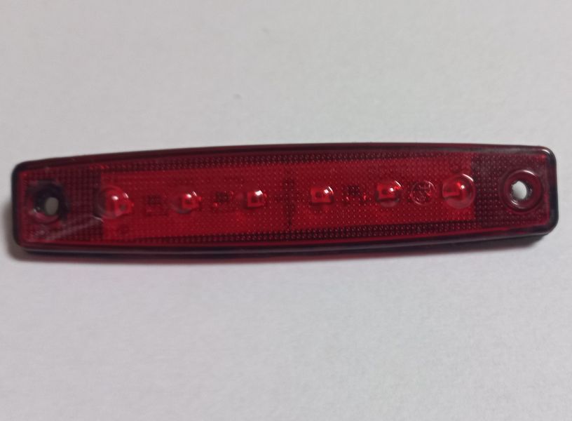Ліхтар габаритний 12/24 маркерний червоний 100х20мм 6 LED (AutoLight) 242172 фото