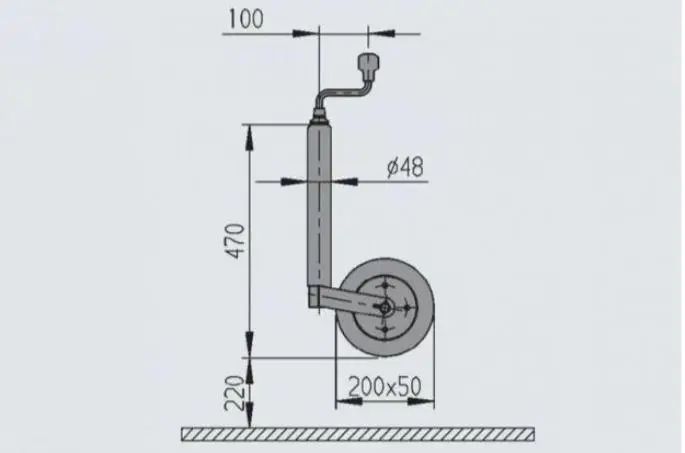 Опорне колесо на причіп KNOTT (Autoflex) 150 кг (сталевий диск) +Хомут для опорного колеса KNOTT 6X1699.001 фото