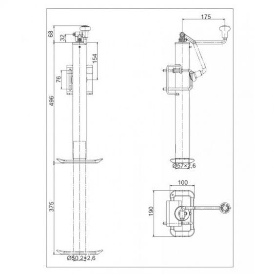 Винтовая поворотная опорная стойка Knott-AUTOFLEX TTL-57, 900 кг, 546/927 6D7907.001 фото